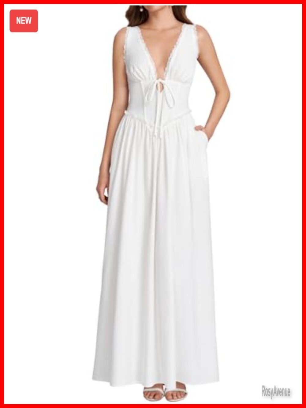 Parthea Women Floral Corset Maxi Dress Lace V-Neck Sleeveless
